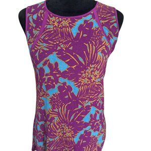 EUC CABI Palm Grass Purple and Blue Floral Tank Top